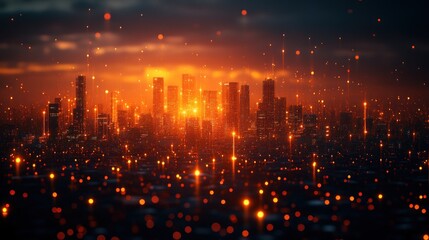 Fototapeta premium Futuristic Cityscape: A Digital Dawn