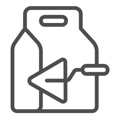 Cement bag with spatula line icon, construction concept. Vector graphics. Concrete packaging and trowel sign on white background, outline style icon for mobile or web design.