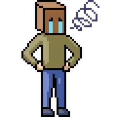 pixel art of man shame bucket
