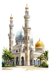 Obraz premium A Beautiful Watercolor Painting Depicting A Grand Architectural Structure
