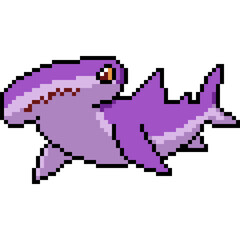 Obraz premium pixel art of violet hammerhead shark