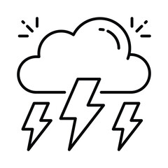 Thunder vector outline icon. EPS 10 file