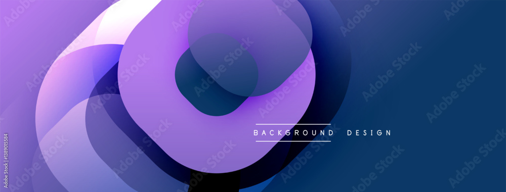 Poster Abstract shapes overlap creating dynamic composition. Purple, blue hues blend smoothly. Modern design, smooth gradients, elegant aesthetic.