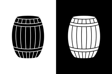 Monochrome Barrel Vector Icon Traditional Silhouette Style.