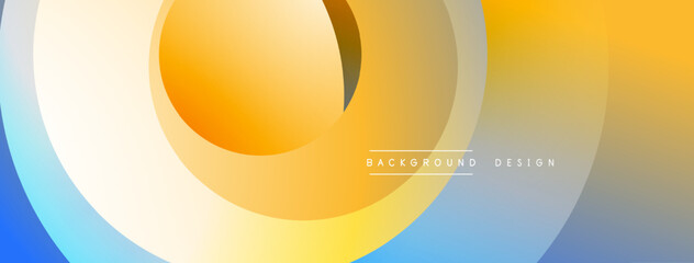 Abstract design. Overlapping circles create gradient effect. Warm colors dominate, with cool blue accents. Minimalist style, smooth transitions.