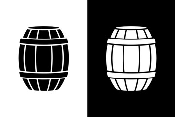 Monochrome Barrel Vector Icon Traditional Silhouette Style.
