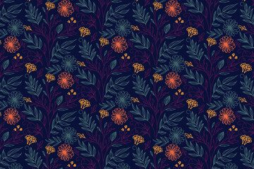 stylish single line seamless flower pattern for trendy kitchen wear home textile pillowcases and packaging paper

