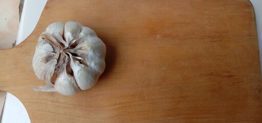 garlic on a wooden board