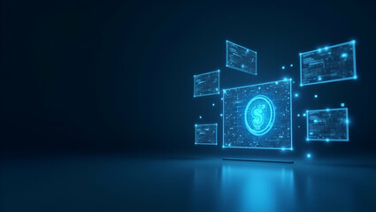 Futuristic Minimalist Wallpaper Design: Expansive Empty Space Showcasing Multi-Currency Digital Wallets for Secure Transactions and Dynamic Asset Management in Global Finance