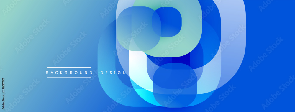 Aufkleber Abstract blue design. Overlapping circles create dynamic visual effect. Gradient shades add depth. Modern, clean aesthetic. Perfect backdrop for presentations.