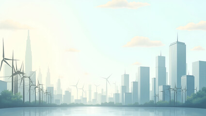 Obraz premium Minimalist Abstract Wallpaper Design for Sustainable Urban Energy: Broad Empty Space for Annotations on Smart Grid Technology and Renewable Integration in Metropolitan Systems