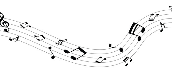 Vector musical melody with floating notes on staff lines. Elegant music score illustration for banners, posters, greeting cards, backgrounds, and creative projects in eps 10.