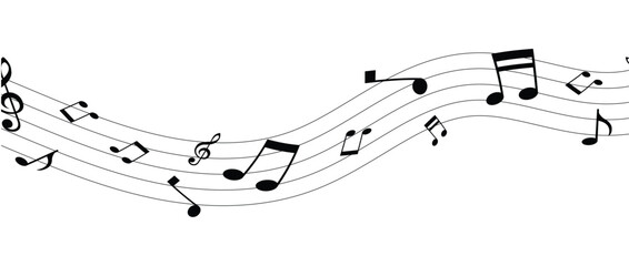 Vector musical melody with floating notes on staff lines. Elegant music score illustration for banners, posters, greeting cards, backgrounds, and creative projects in eps 10.