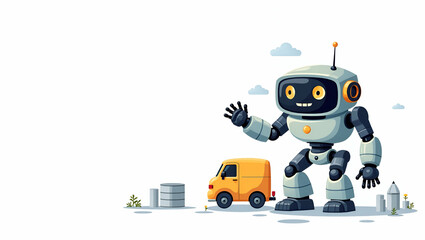 AI-Powered Robotics: Streamlining Manufacturing with Intelligent Systems & Modern Automation - A Cute Vector Illustration of Smart Business Efficiency