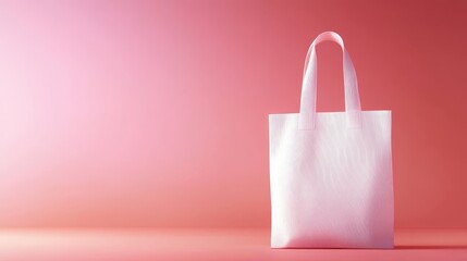 Minimalist pink tote bag on a smooth gradient background, emphasizing simplicity and style