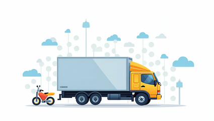 Flat Dynamic Digital Illustration of Future Global Commerce: Cross-Border Innovation, Advanced Logistics & Transformative Digital Trade Solutions in a Cute Vector Style