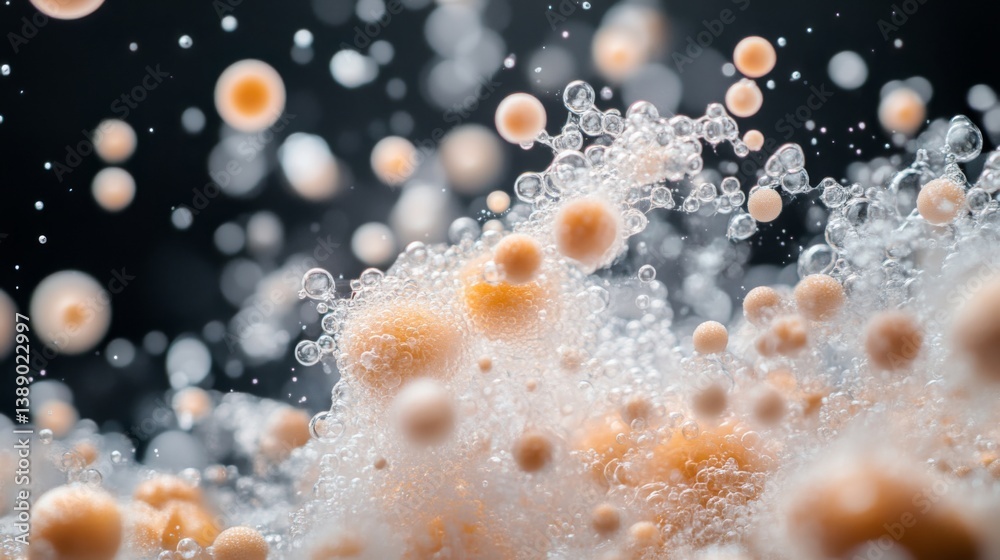 Wall mural a stunning abstract representation of bubbles and spheres in motion. this captivating image showcase