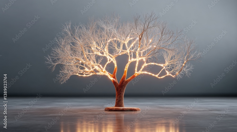 Aufkleber tree with single light source creating a captivating glow against the background highlighting nature