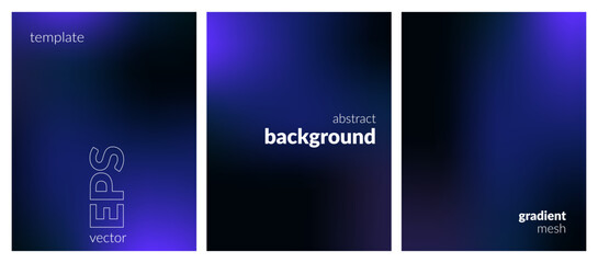 Abstract liquid background set. Gradient mesh. Effect bright color blend. Blurred fluid colorful mix. Modern design template for web covers, ad banners, posters, brochures, flyers. Vector EPS