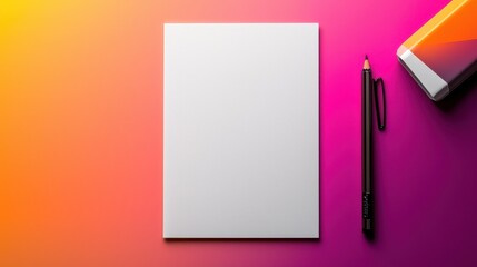 Blank Paper Notepad and Pen on Soft Pink Background for Creative Ideas