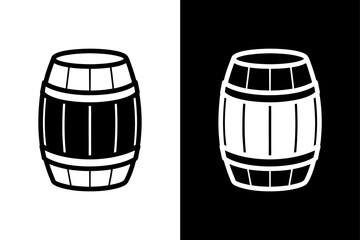 Barrel Vector Clipart Bold Silhouette in Black and White.