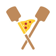 Simple Logomark a pizza spatula with pizza slices that look like flags