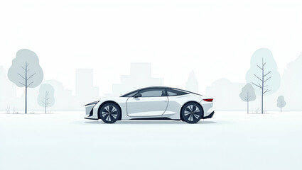 Futuristic Minimalist Wallpaper: AI-Driven Self-Driving Cars & Smart Mobility Solutions in a Cute Vector Illustration Style