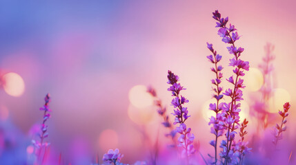 Fototapeta premium Colorful wildflowers in dreamy background create serene atmosphere