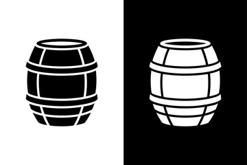 Black and White Barrel Icon Simple Silhouette Vector Art.