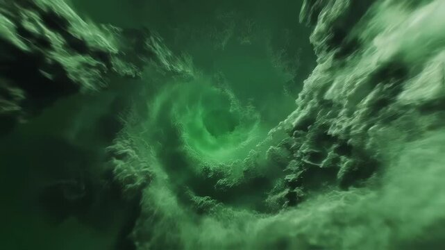 Seamless green screen chroma key animation featuring swirling cloud vortex, providing dynamic transition effect for professional video compositing and sophisticated special effects design