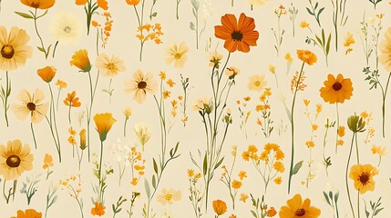 Obraz premium An artistic watercolor painting of yellow and orange flowers in bloom