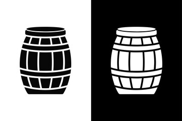 Vintage Barrel Icon Vector Clean Black & White Silhouette.
