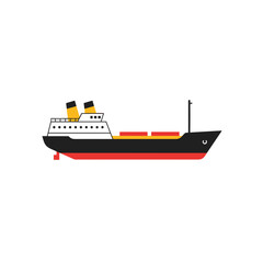 Obraz premium Cargo ship illustration in minimalist design with vibrant colors 