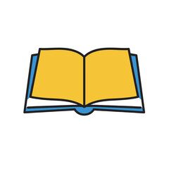 Open book illustration in vibrant colors for educational use  