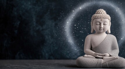 Peaceful Buddha statue in meditation