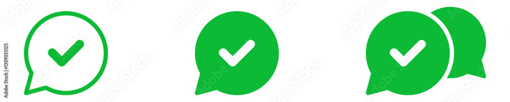 Poster check mark tick icon with correct, accept checkmark icons green check box speech bubble frame - checkbox symbol sign