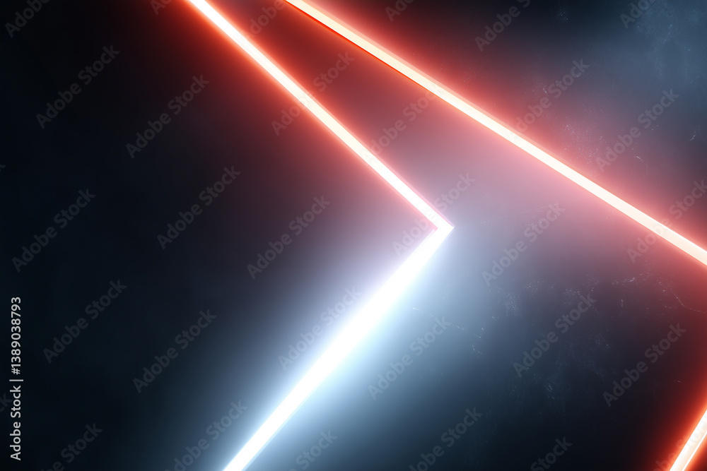 Fototapete Dynamic background with sharp angular shapes and glowing red and white lines