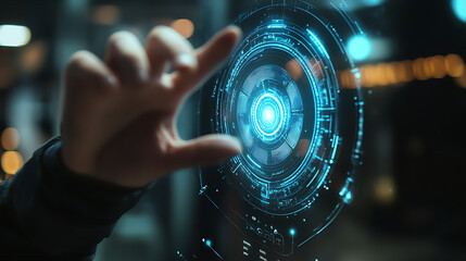 A futuristic AI powered personal assistant device, holographic projections responding to user commands, Tech lifestyle style