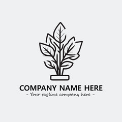 Plant illustration for logo company black and white vector image
