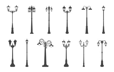 Street lamp svg, Street lamp silhouette, Streetlight svg, Streetlight silhouette, Old street lamp silhouette, Old street lamp svg, Street lamp vectors.