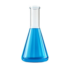 laboratory test glass with blue liquid transparent background
