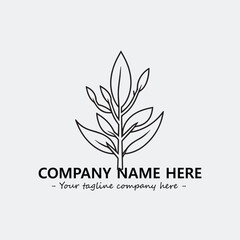 Plant illustration for logo company black and white vector image
