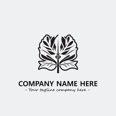 Plant illustration for logo company black and white vector image
