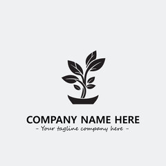 Plant illustration for logo company black and white vector image
