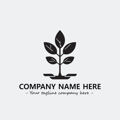 Plant illustration for logo company black and white vector image
