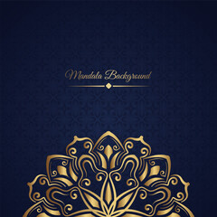 Mandala Background With Floral Pattern On Blue Background