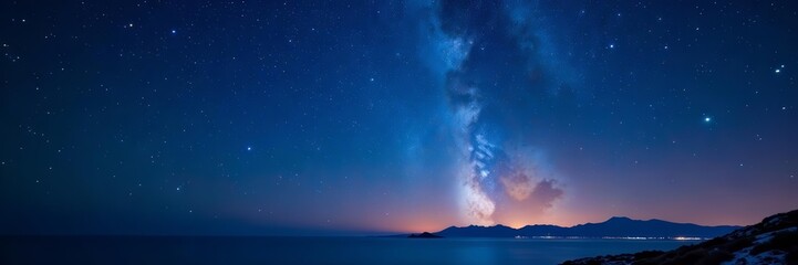 Naklejka premium A breathtaking view of a clear night sky filled with twinkling stars, dark, illuminated, universe