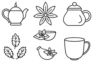 Herbal Tea Line Art Simple Drawing for Elegant Art Creation 