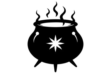 mystic cauldron silhouette vector illustration