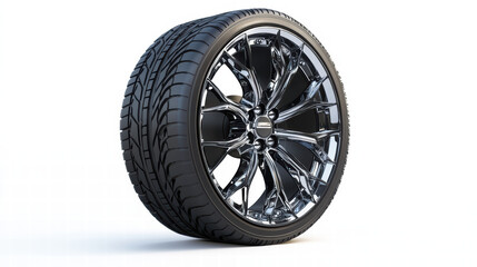 Obraz premium Car Wheel: A close-up view of a modern, stylish car wheel, showcasing its sleek design and intricate details, highlighting the blend of form and function in automotive engineering.